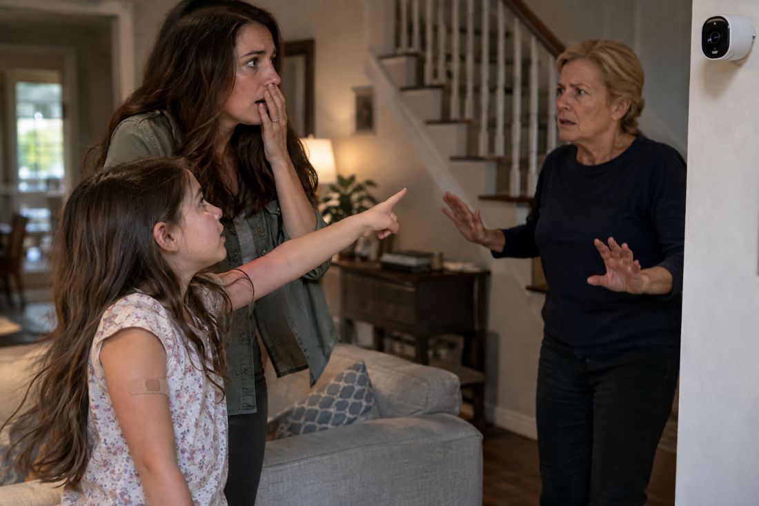 She Pushed My Injured Daughter Down the Stairs—Then My Daughter Pointed to the Camera